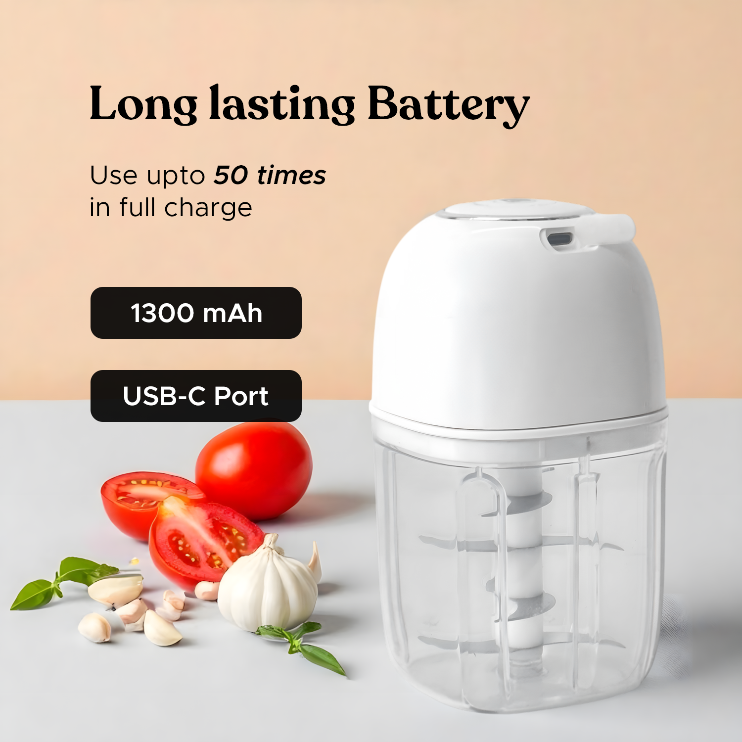 ChopEase Pro 450 Rechargeable Mini Chopper, 450ML
