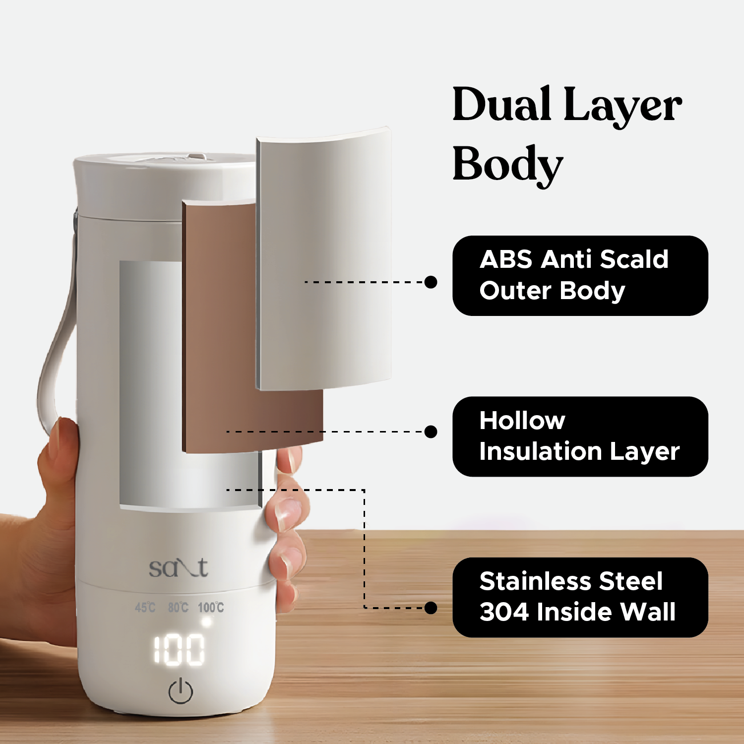 SteamCarry Pro Portable Electric Kettle, 400ml - Salt